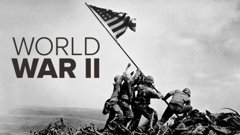World War II timeline showing major historical events from 1939 to 1945 including battles, treaties, and key moments in history